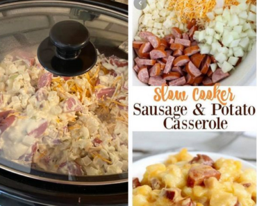 Dump and Go Slow Cooker Cheesy Hashbrown Kielbasa Casserole