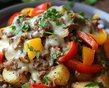 Crockpot Cheesesteak Potato Casserole