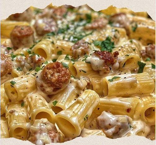 Garlic Sausage Alfredo Rigatoni – Easy Family Recipes