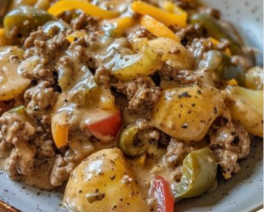 Crockpot Cheesesteak Potato Casserole