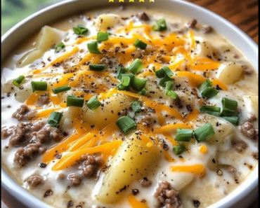 Crockpot Creamy Potato and Hamburger Soup