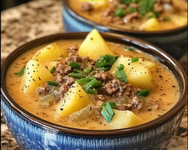 Crockpot Creamy Potato and Hamburger Soup